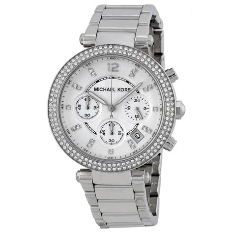 michael kors parker silver stainless steel chronograph ladies watch mk5353|Michael Kors parker watch.